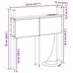 vidaXL Headboard de Rangement avec Station de Charge Sonoma gris 80 cm