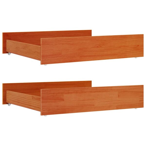 vidaXL Tiroirs de lit 2 Pièces cire marron bois de pin massif