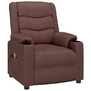 vidaXL Fauteuil de massage Marron Similicuir