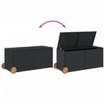vidaXL Boîte de rangement de jardin et roues noir 283L résine tressée