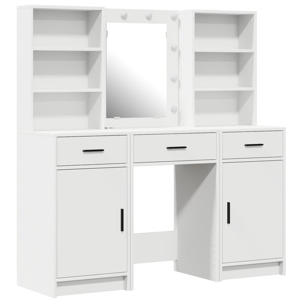 Ensemble de coiffeuse 3 pièces vidaXL en MDF blanc