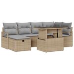 vidaXL Ensemble de canapé de jardin 7 Pièces Beige Poly rotin