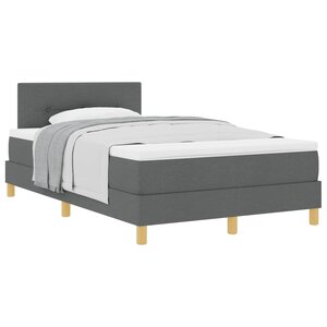 vidaXL Lit à ressorts avec coussin Gris foncé 120 x 200 cm tissu