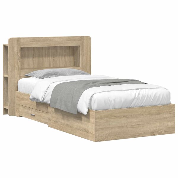 vidaXL Cadre de lit avec rangement Chêne Sonoma 75 x 190 cm