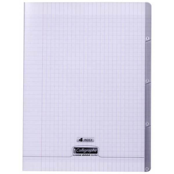 Cahier 4 index 140 pages seyès 90 g  couverture en polypropylène  format 24 x 32 cm calligraphe