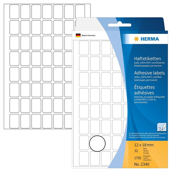 Étiquettes multi-usage, 32 x 41mm, blanc, grand paquet contenu: 384 pièces -2440 herma