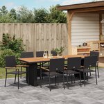 vidaXL Ensemble de salle à manger de jardin de 9 pièces en poly rotin noir
