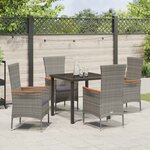 vidaXL Ensemble de salle à manger pour jardin 5 Pièces Gris Poly rotin