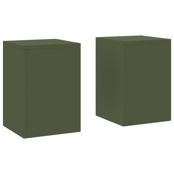 vidaXL Supports de Plantes d'extérieur Pilier 2 Pièces Olive Verte 24x24x35 cm Acier