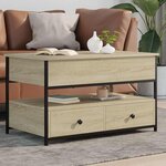 vidaXL Table basse chêne sonoma 85x50x50 cm bois d'ingénierie et métal