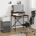 vidaXL Bureau chêne marron 80x50x90 cm bois d'ingénierie et fer