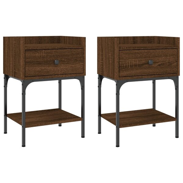vidaXL Tables de chevet 2Pièces chêne brun 40 5x31x60cm bois d’ingénierie