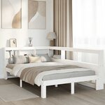 vidaXL Lit bibliothèque sans matelas blanc 135x190 cm bois pin massif