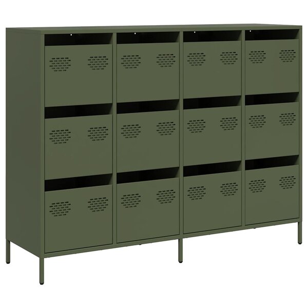 vidaXL Buffet vert olive 135x39x103 5 cm acier laminé à froid