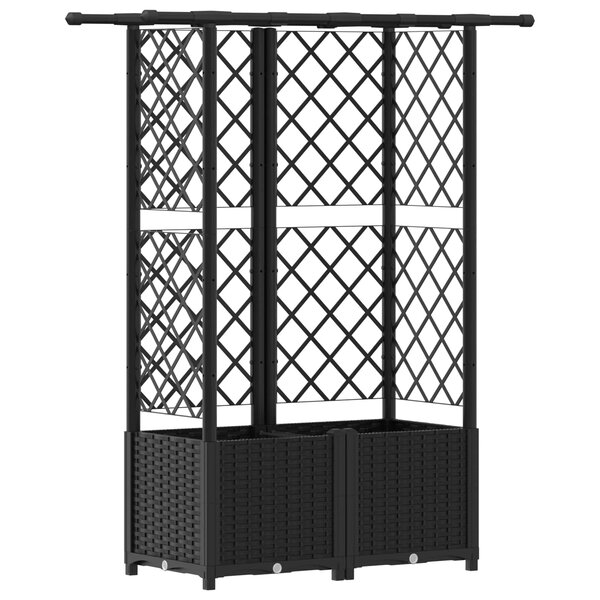 vidaXL Lit Élevé avec Treillis et Toit Noir 124 x 40 x 136 cm PP