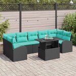 vidaXL Ensemble de canapé de jardin 8 Pièces Noir Poly Rattan