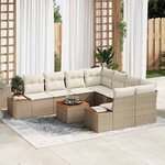 vidaXL Ensemble de canapé de jardin 9 Pièces Beige Poly rotin