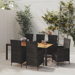vidaXL Salon de jardin 7 Pièces avec coussins résine tressée noir