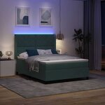vidaXL Lit à Ressorts avec Matelas LED Vert 140 x 190 cm Velours