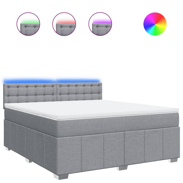 vidaXL Sommier à lattes de lit avec matelas Gris clair 180x200cm Tissu