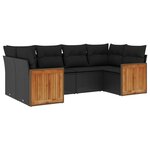 vidaXL Salon de jardin 6 Pièces avec coussins noir résine tressée