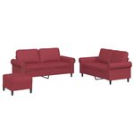 vidaXL Ensemble de canapés 3 Pièces et coussins Rouge bordeaux Similicuir