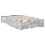 vidaXL Cadre de lit Gris béton 135 x 190 cm Bois d'ingénierie