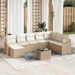 vidaXL Ensemble de salle à manger pour jardin 9 Pièces Beige et crème