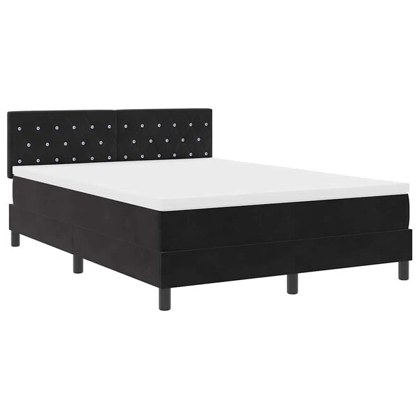 vidaXL Lit à ressort LED avec matelas Noir 140 x 200 cm Velours