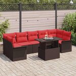 vidaXL Ensemble de canapé de jardin 8 Pièces Marron Poly rotin