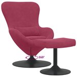 vidaXL Chaise Œuf avec Pouf Rouge bordeaux 63 x 73 x 90 cm Velours