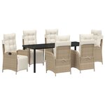vidaXL Set de 7 pièces de salle à manger de jardin beige poly rattan