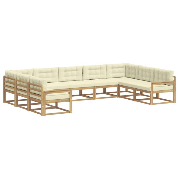 vidaXL Ensemble de canapés d'extérieur 9 Pièces Blanc et crème