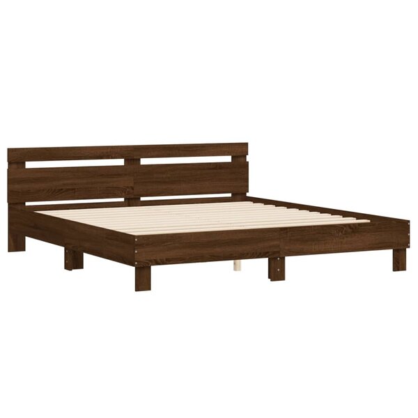 vidaXL Cadre de lit avec tête de lit chêne marron 180x200 cm