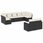 vidaXL Salon de jardin 9 Pièces avec coussins noir résine tressée