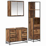 vidaXL Ensemble de mobilier de salle de bain 3 Pièces Bois ancien