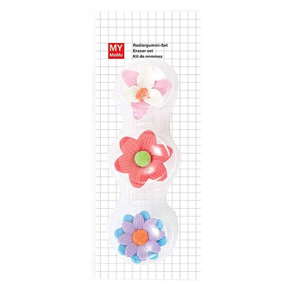 3 gommes fleurs