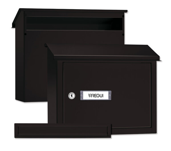 Pack Bouche d'entrée + Boîte aux lettre en acier V4084 Fente 32 5 x 3 cm Noir