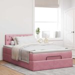 vidaXL Lit ottoman avec matelas rose 120x190 cm velours