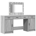 vidaXL Ensemble de coiffeuse 3 pièces avec LED en Grey sonoma en bois d'ingénierie