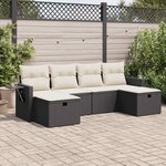 vidaXL Salon de jardin 6 Pièces avec coussins noir résine tressée