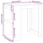vidaXL Table de bar sonoma gris 102x70x103 5 cm bois d'ingénierie