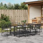 vidaXL Ensemble Salle à Manger Jardin 9 Pièces avec Coussins Noir Rotin Poly