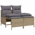 vidaXL Salon de jardin avec coussins 5 Pièces beige résine tressée