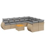 vidaXL Salon de jardin avec coussins 10 Pièces beige résine tressée