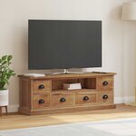 vidaXL Meuble TV Naturel 110 x 30 x 40 cm Bois de teck massif