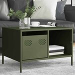 vidaXL Table basse vert olive 68 5x50x43 5 cm acier laminé à froid