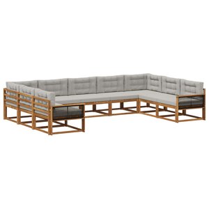 vidaXL Ensemble de canapés d'extérieur 9 pc Naturel et gris clair