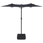 vidaXL Parasol de jardin à double tête avec LED noir 316x240 cm