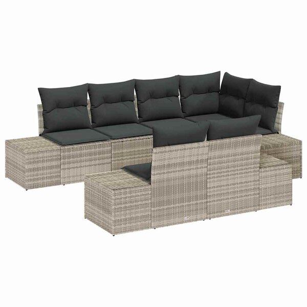 vidaXL Ensemble de canapé de jardin 7 Pièces Gris clair Poly rotin
